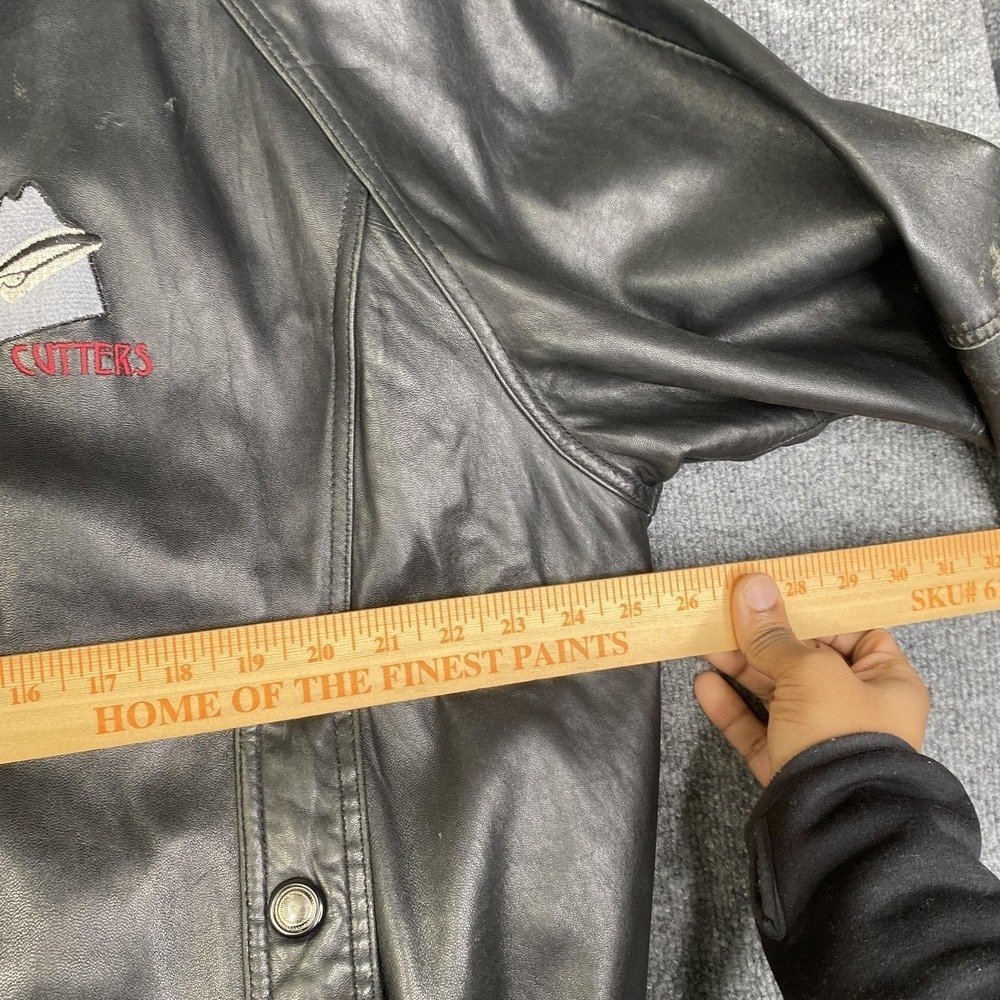 Danier Leather Jacket Mens Large Black Bomber Thinsulate Canada BB Cutters VTG - Picture 10 of 16